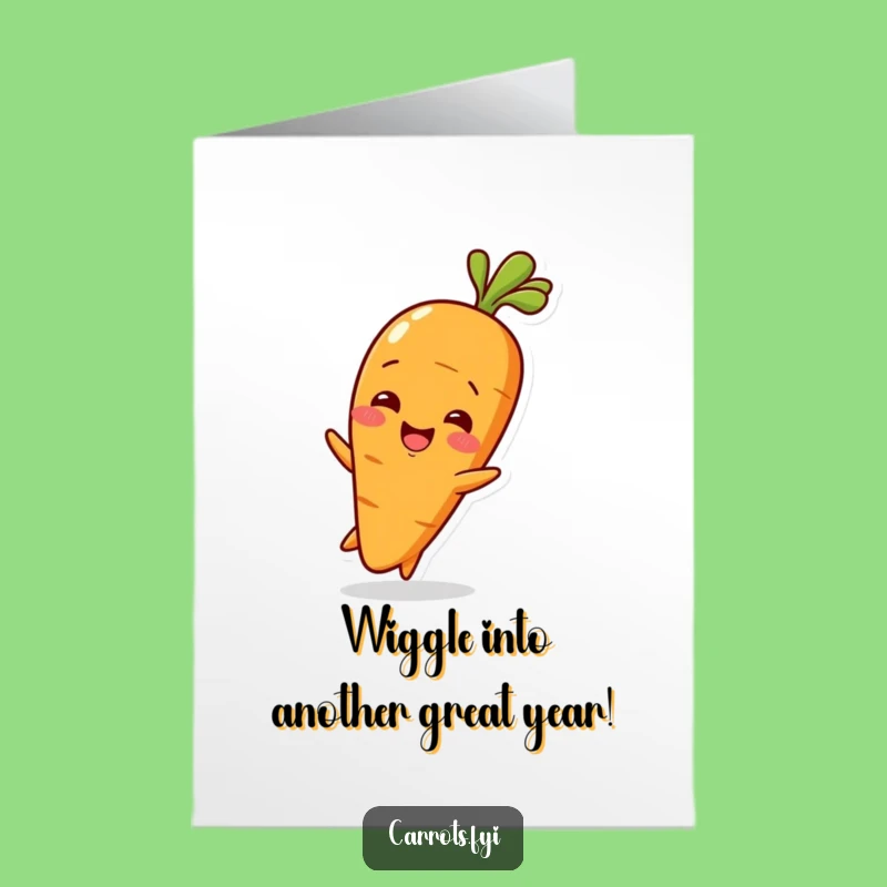 Free Printable Birthday Card: Adorable Baby Carrot Wiggling Delight Downloadable Gift