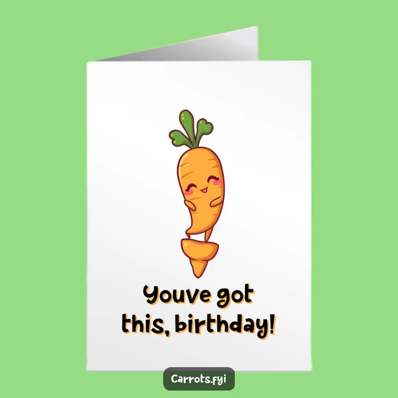 Free Printable Birthday Card: Winking Carrot Masters Balance for a Hilarious Celebration