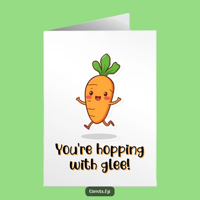 Free Printable Carrot Congrats Card: Hopping Merrily Funny Downloadable for Cheering Success