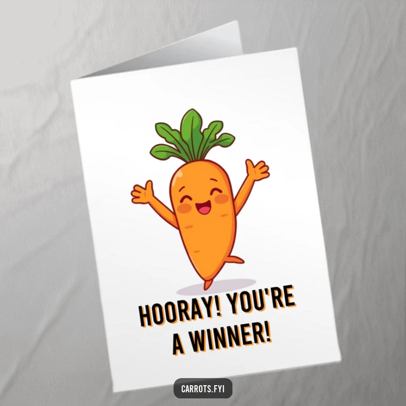Free Printable Carrot character performing a joyful dance with arms flair, celebrating an achievement, a happy veggie.