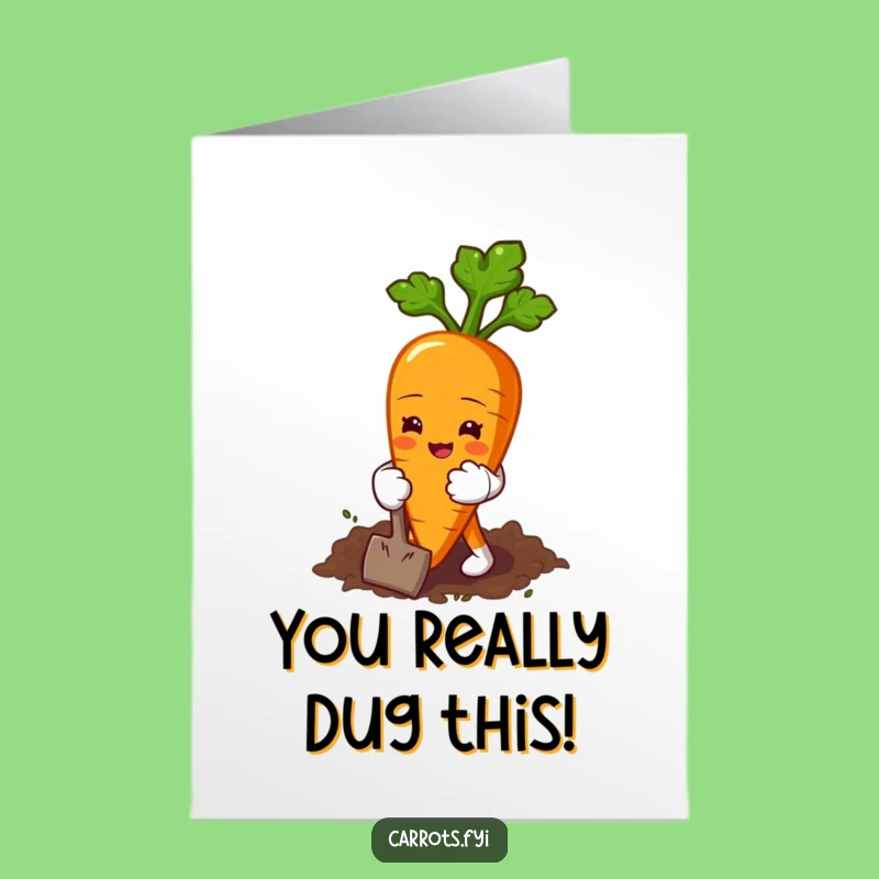 Free Printable Congrats Card: Digging Carrot, Funny Achievement, Downloadable Joyful Gift