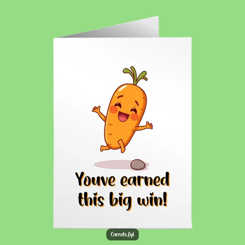 Free Printable Congratulations Card: Funny Carrot Kicking Pebble, Downloadable Celebration