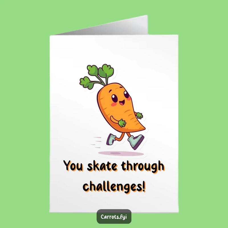 Free Printable Congratulations Card: Funny Roller Skating Carrot, Downloadable Success