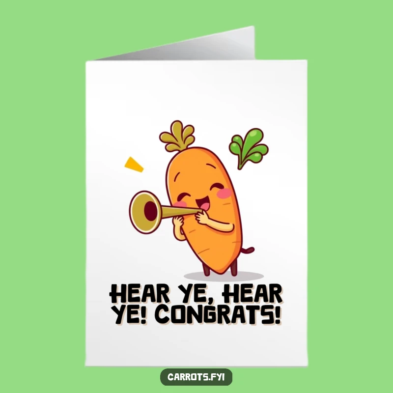 Free Printable Congratulations Card: Trumpet Carrot AI Art Funny Downloadable Gift