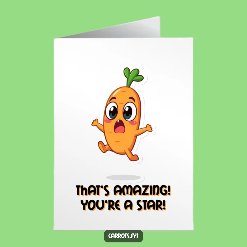 Free Printable Jumping Carrot Congrats Card: Funny Downloadable Veggie Gift