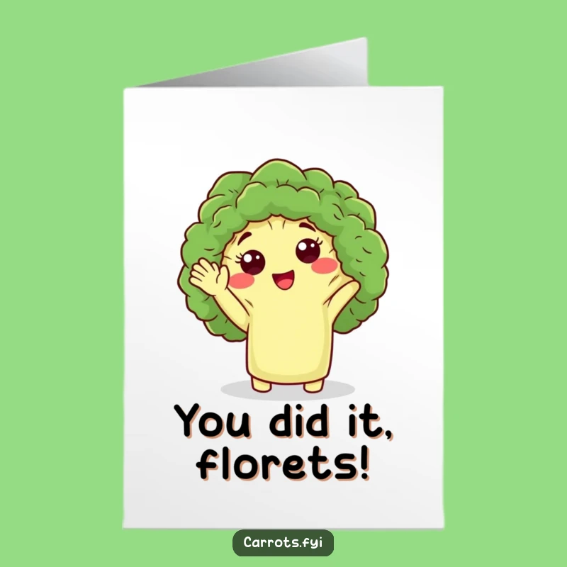 Free Printable Waving Broccoli Congrats Card - Funny Downloadable Gift!