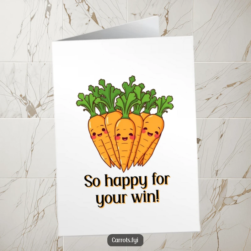 Funny Free Printable Congratulations Card: A group of carrots giggling and wiggling their tops, expressing celebratory joy, a funny DIY present.
