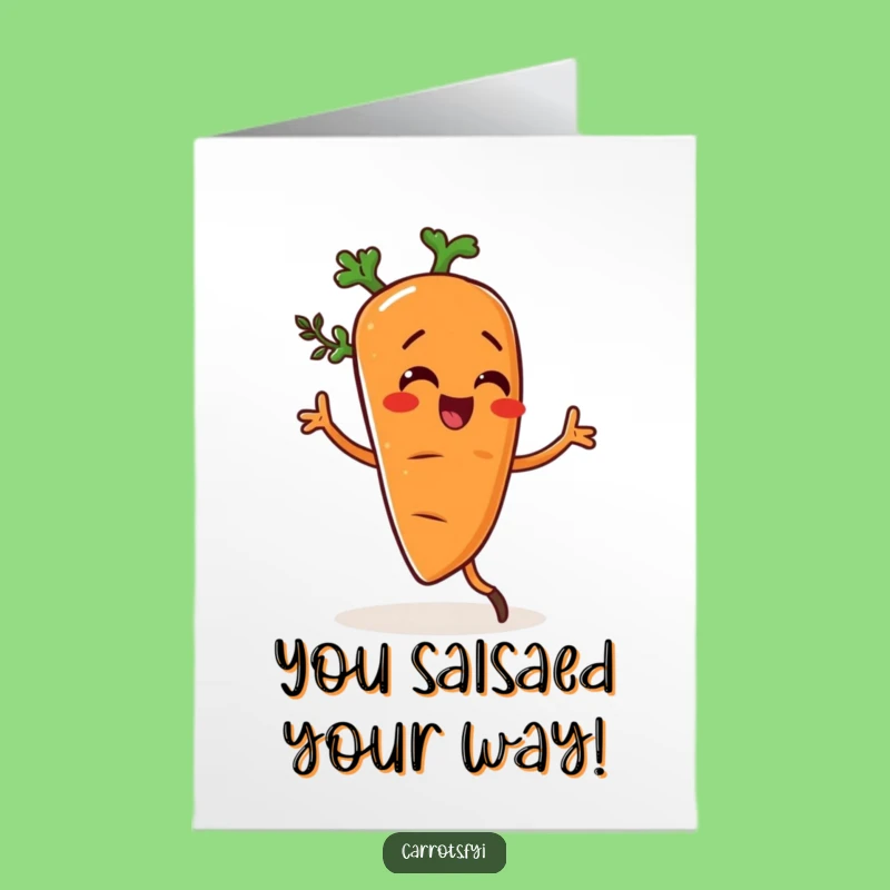 Free Printable Congrats Card: Dancing Carrot Celebration Downloadable Gift