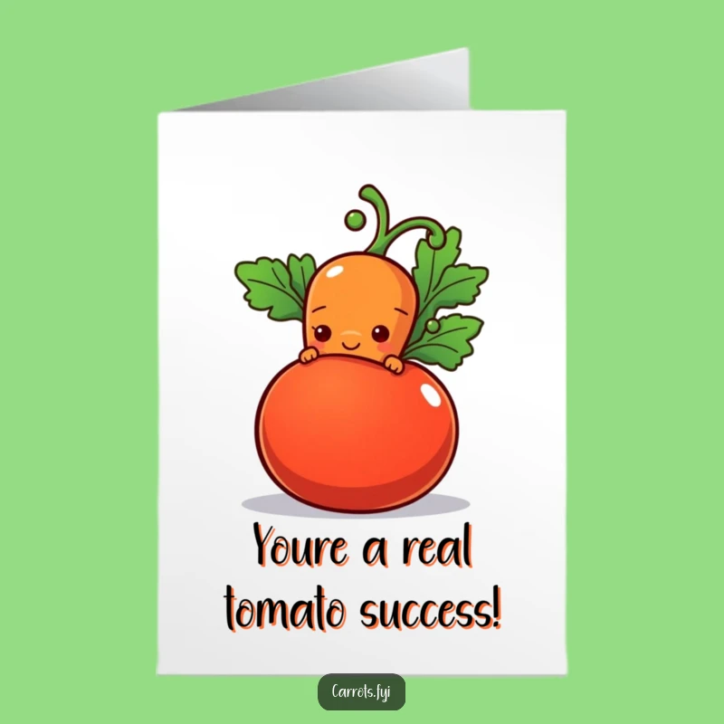 Free Printable Congratulations Card: Shy Carrot Tomato Downloadable Gift