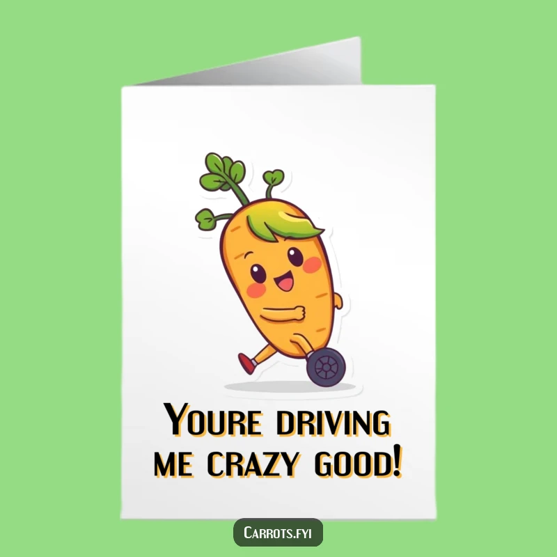 Free Printable Congratulations Card: Funny Carrot on Wheels Downloadable Gift