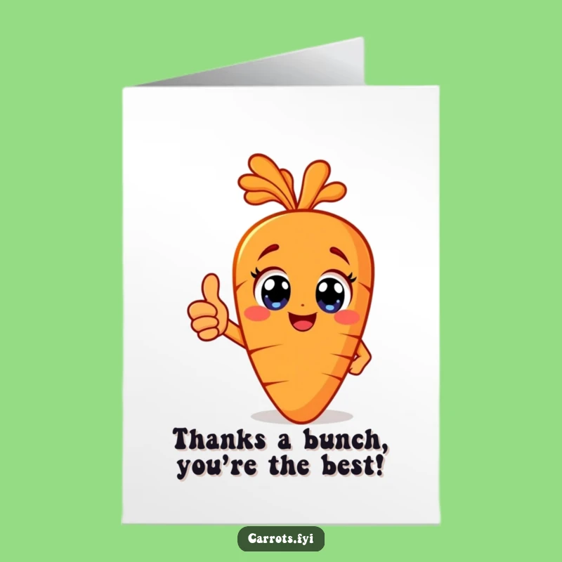 Free Printable Carrot Thank You Card: Thumbs Up Funny Downloadable for Expressing Thanks