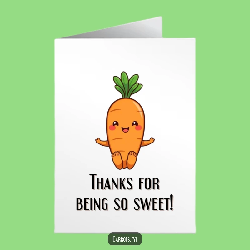 Free Printable Carrot Thank You Card: Wiggling Toes Funny Downloadable for Gratitude
