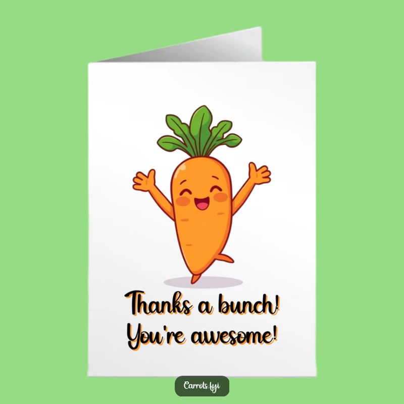 Free Printable Dance of Thanks Carrot Card: Funny Downloadable Veggie Gift