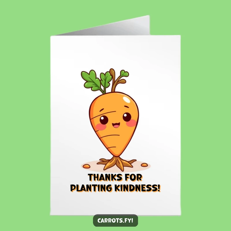 Free Printable Thank You Card: Sprouting Carrot Roots Gratitude Funny Downloadable