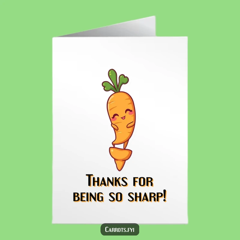 Free Printable Thank You Card: Winking Carrot Balances Perfectly to Express Gratitude