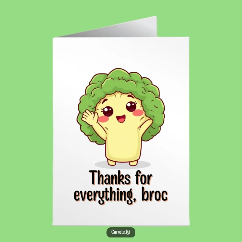 Free Printable Waving Broccoli Thank You Card - Funny Downloadable Gift!