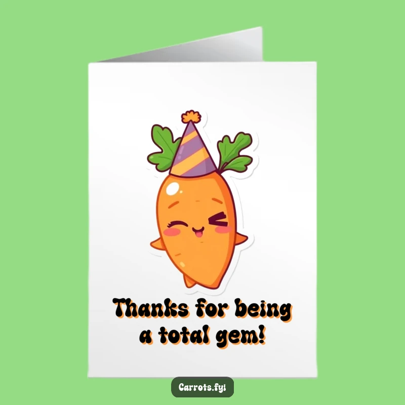 Hilarious Free Printable Thank You Card: Winking Carrot, Express Gratitude with Laughs