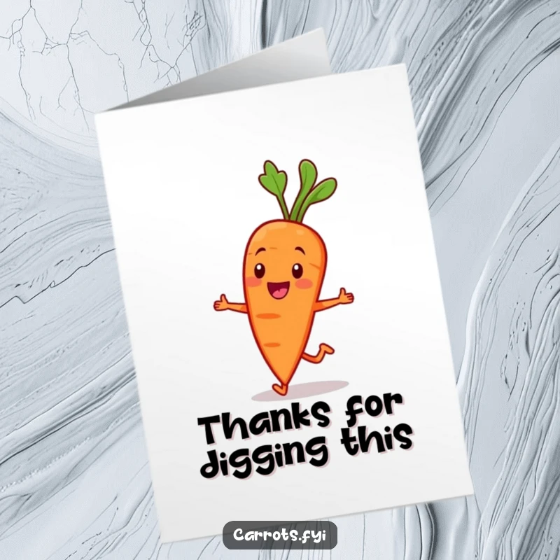 Funny Free Printable Thank You Card: Smiling Carrot Character Jogging with a Jaunty Pace, Full of Go-Getter Spirit