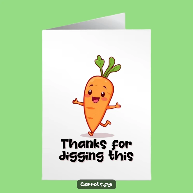 Free Printable Thank You Card: Jogging Carrot, Funny Downloadable for Expressing Thanks with Pep