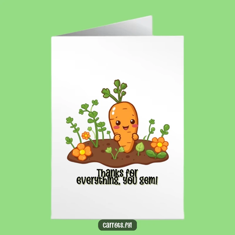 Free Printable Funny Thank You Card: Peeking Carrot Gratitude - Downloadable Sly Gift!