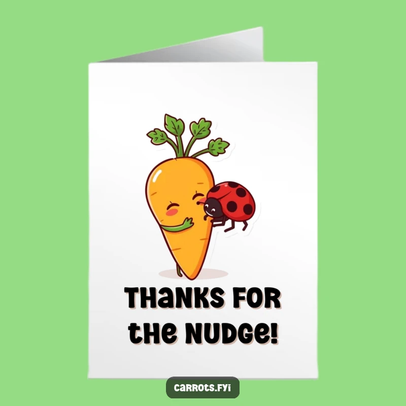 Free Printable Thank You Card: Carrot Nudges Ladybug for a Funny DIY Appreciation