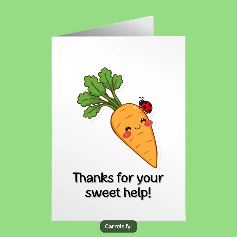 Free Printable Thank You Card: Carrot & Ladybug Balance for a Funny Downloadable Gift