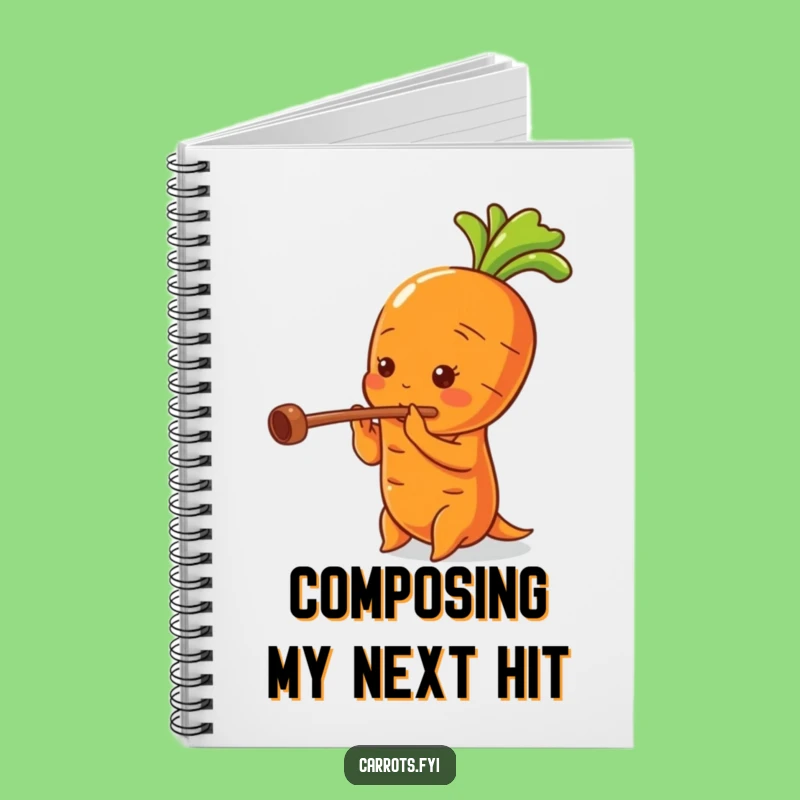Funny Carrot Flute Musician Notebook, Journal for Veggie Fans, Creative Funny Gift