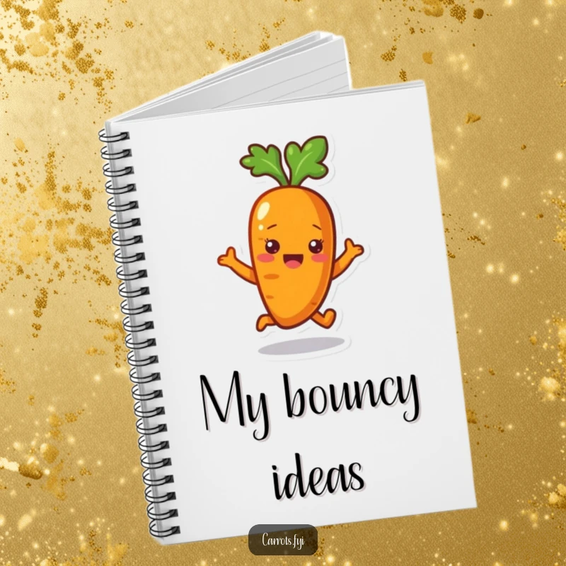 Funny Carrot Notebook: A notebook with a happily bouncing carrot character on the cover, inspiring energy and creativity.