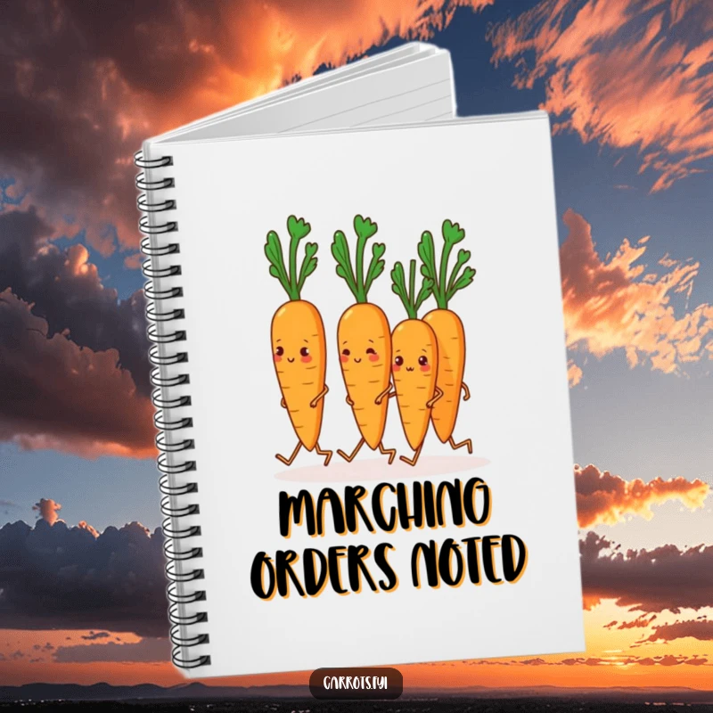 Funny Carrot Notebook: A journal depicting carrots marching in unison on their little legs, inspiring organized and humorous note-taking.