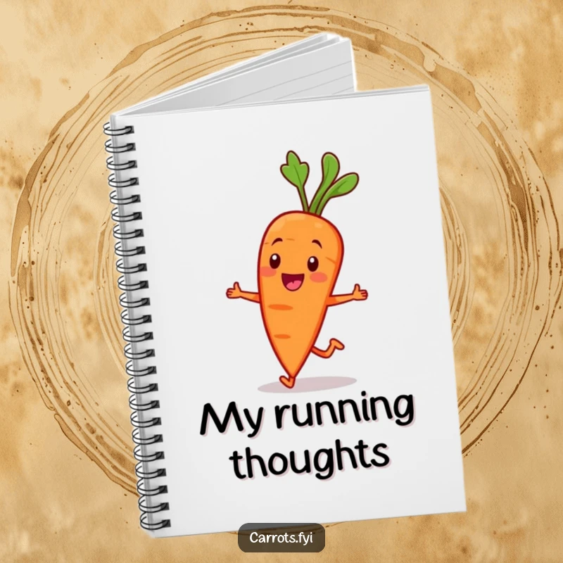 Funny Carrot Character Notebook: A smiling carrot character jogs jauntily, inspiring fitness goals and healthy lifestyle notes. Great for planning.