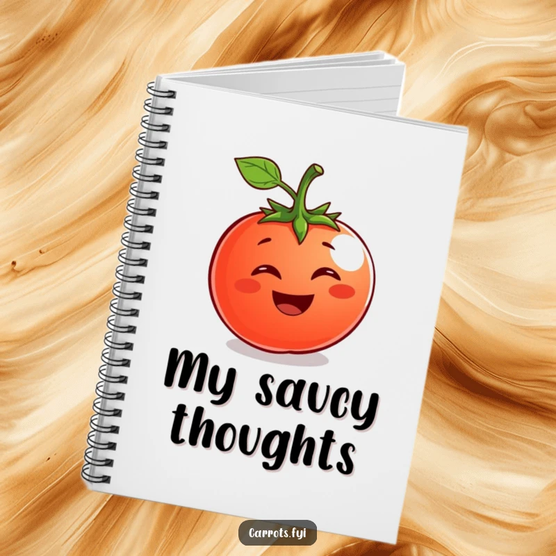 Funny Tomato Notebook: A notebook with a grinning tomato character on the cover, inspiring bright ideas and recipes.