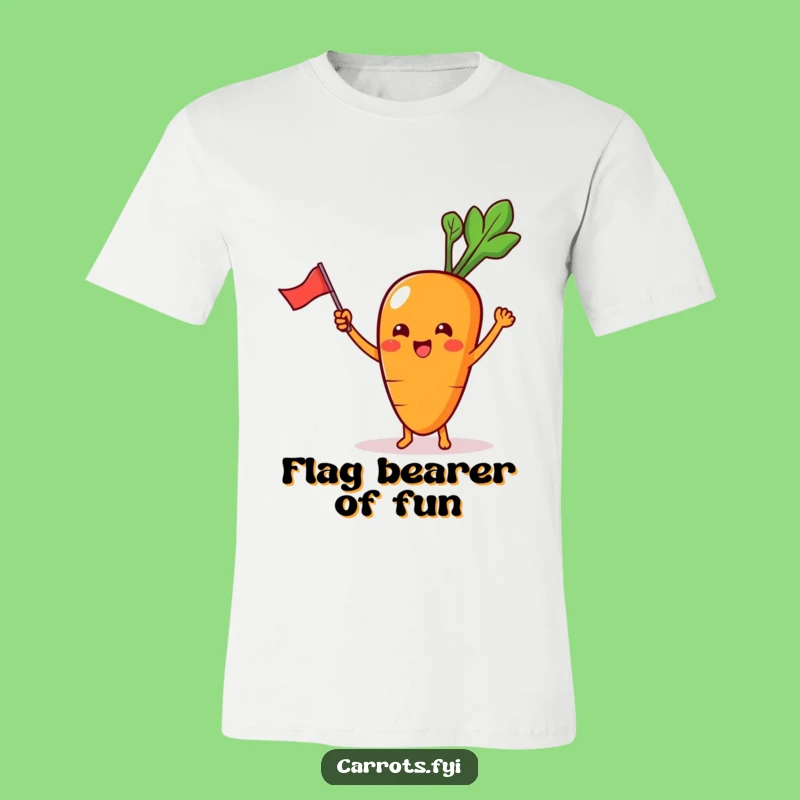 Funny Carrot T-Shirt: Waving Flag Kawaii Character, Ultimate Funny Gift!