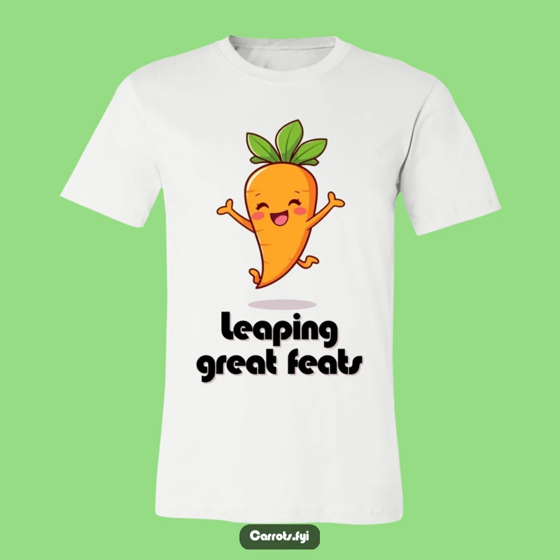 Funny Carrot Stick Leap T-Shirt: Joyful Veggie Character for Playful Style