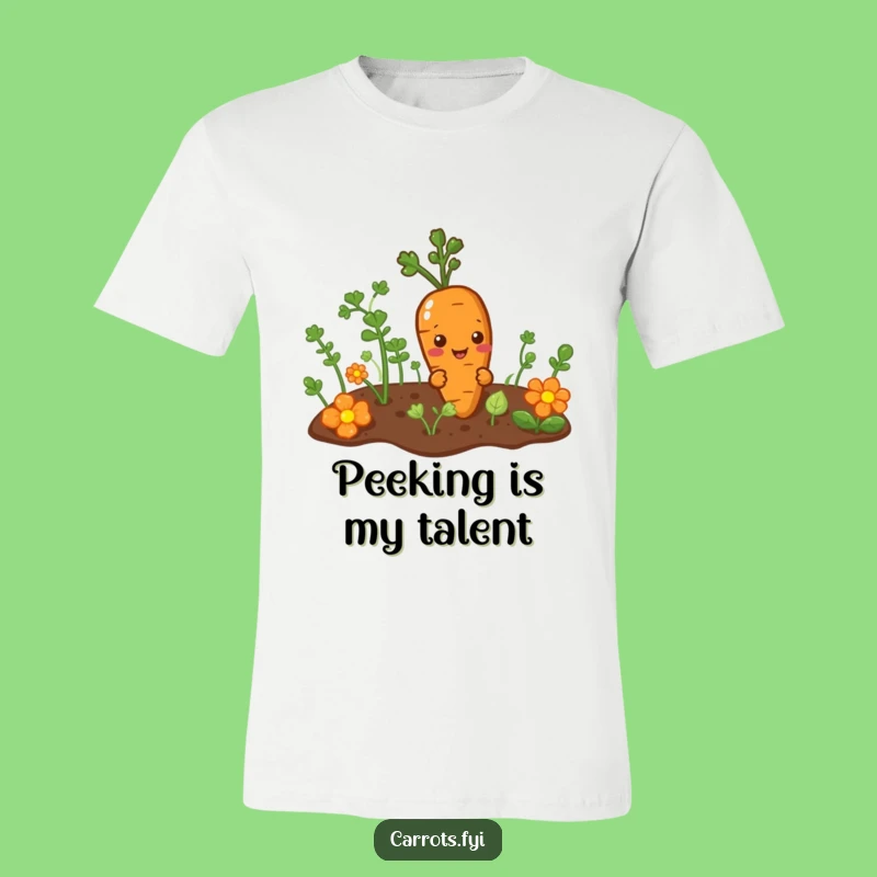Funny Mischievous Carrot Tee - Sneaky Veggie Character Shirt for Pranksters