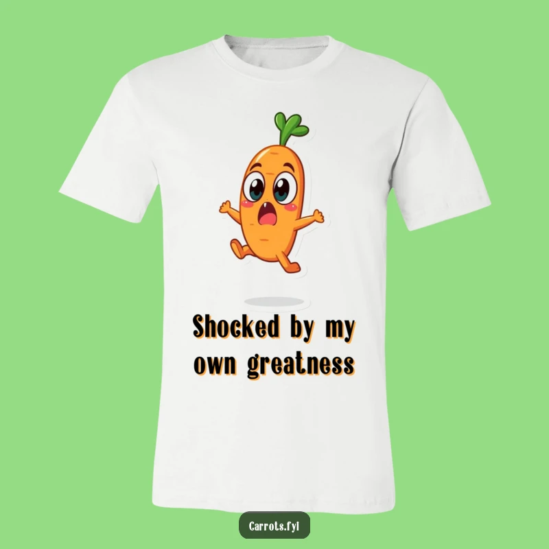 Funny Surprised Carrot T-Shirt, Hilarious Veggie Leap Tee, Great Funny Gift