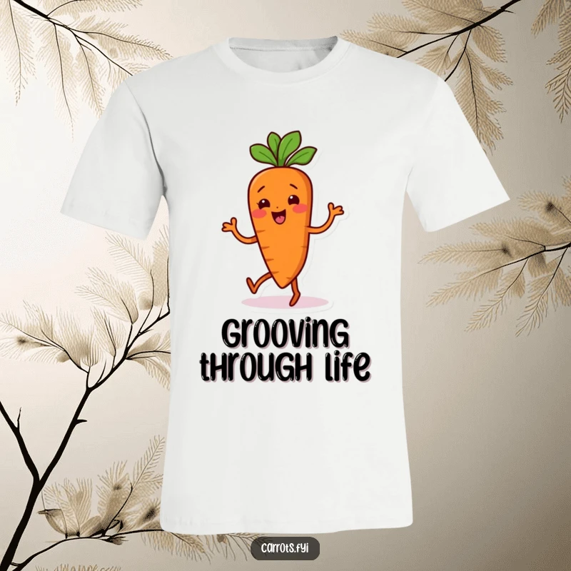 Funny Carrot T-Shirt: A carrot character busting out a silly, wiggling dance move with infectious energy.