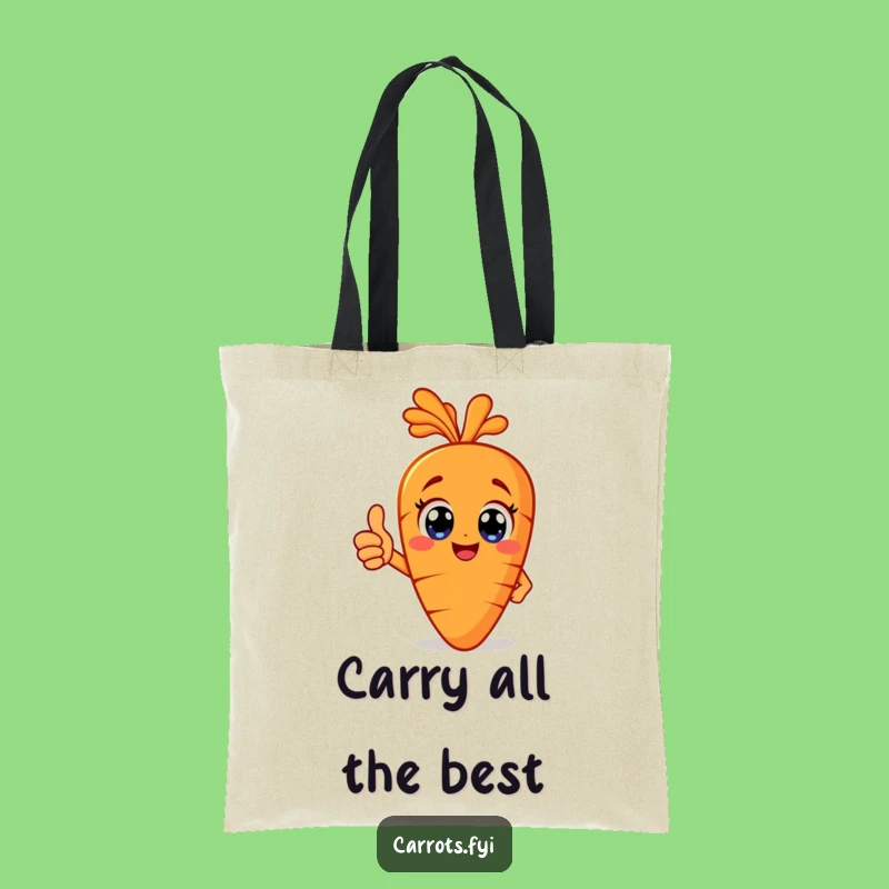 Funny Carrot Thumbs Up Tote Bag - Happy Veggie Bag, Perfect for Groceries