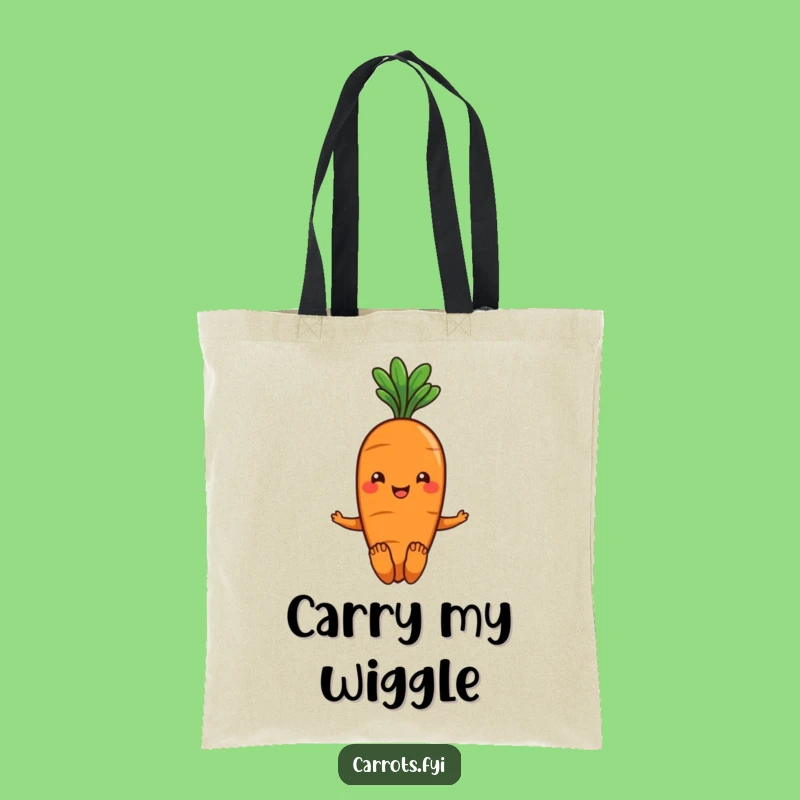 Funny Carrot Wiggle Tote Bag - Smiling Veggie Bag with Leafy Hair, Fun Gift