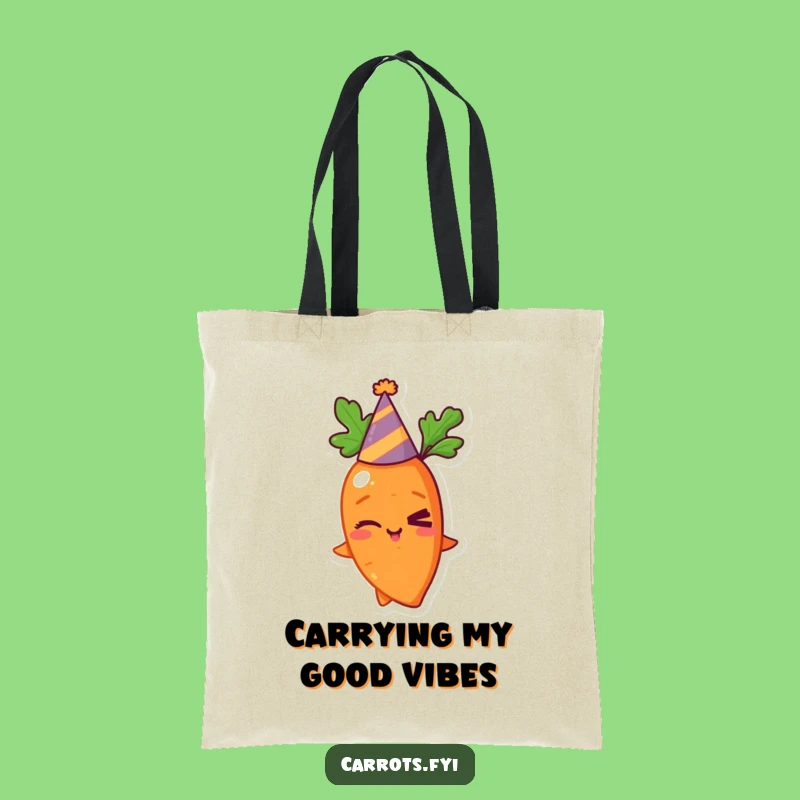Funny Winking Carrot Party Hat Tote Bag - Eco-Friendly Humorous Accessory