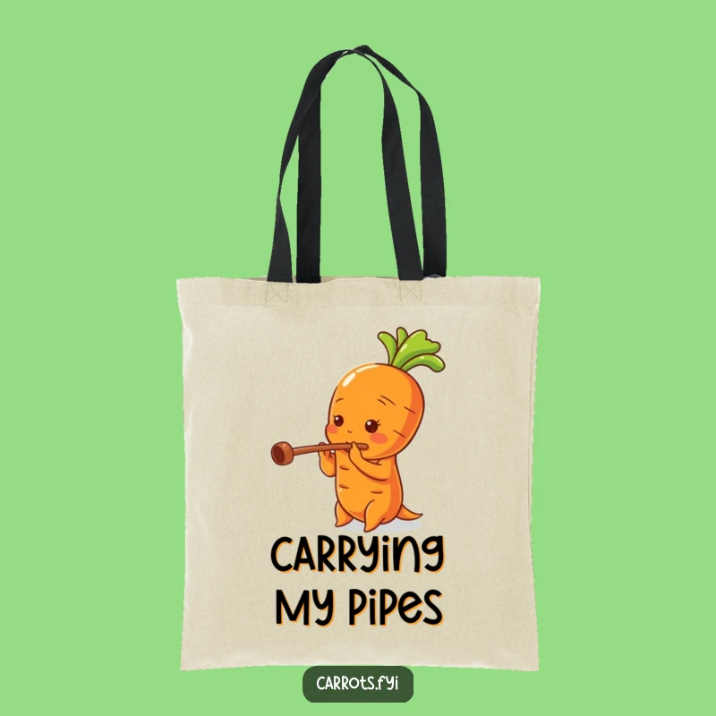 Funny Carrot Flute Player Tote Bag, Whimsical Veggie Music Accessory, Handy Funny Gift