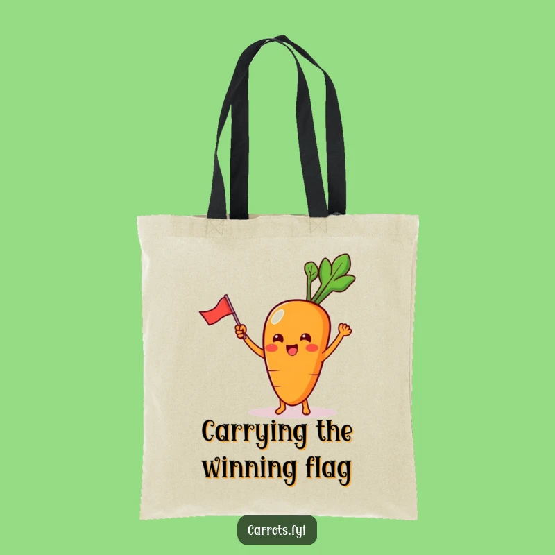 Funny Carrot Tote Bag: Waving Flag Kawaii Character, Your Go-To Funny Gift!