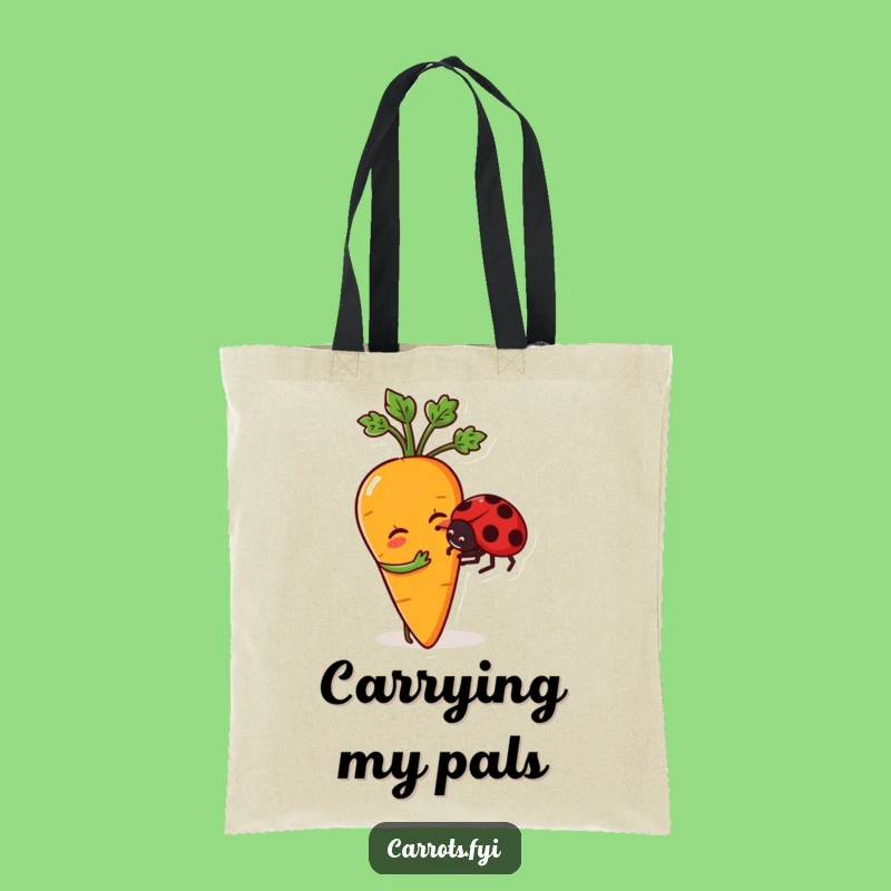 Funny Carrot Nudging Ladybug Tote Bag: Carry Your Essentials with This Hilarious Accessory!