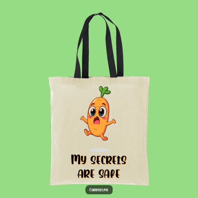 Funny Surprised Carrot Tote Bag, Veggie Shock Accessory, Unique Funny Gift