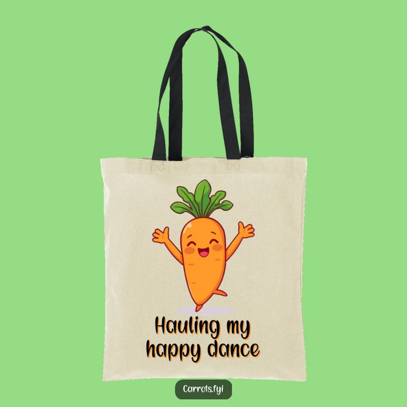 Funny Dancing Carrot Tote Bag, Veggie Groove Accessory, Unique Funny Gift